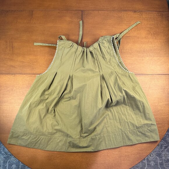 (SOLD) Niko And Khaki Green Stitched Ribbon Zip Up Vest Pullover Top - Picture 5 of 6